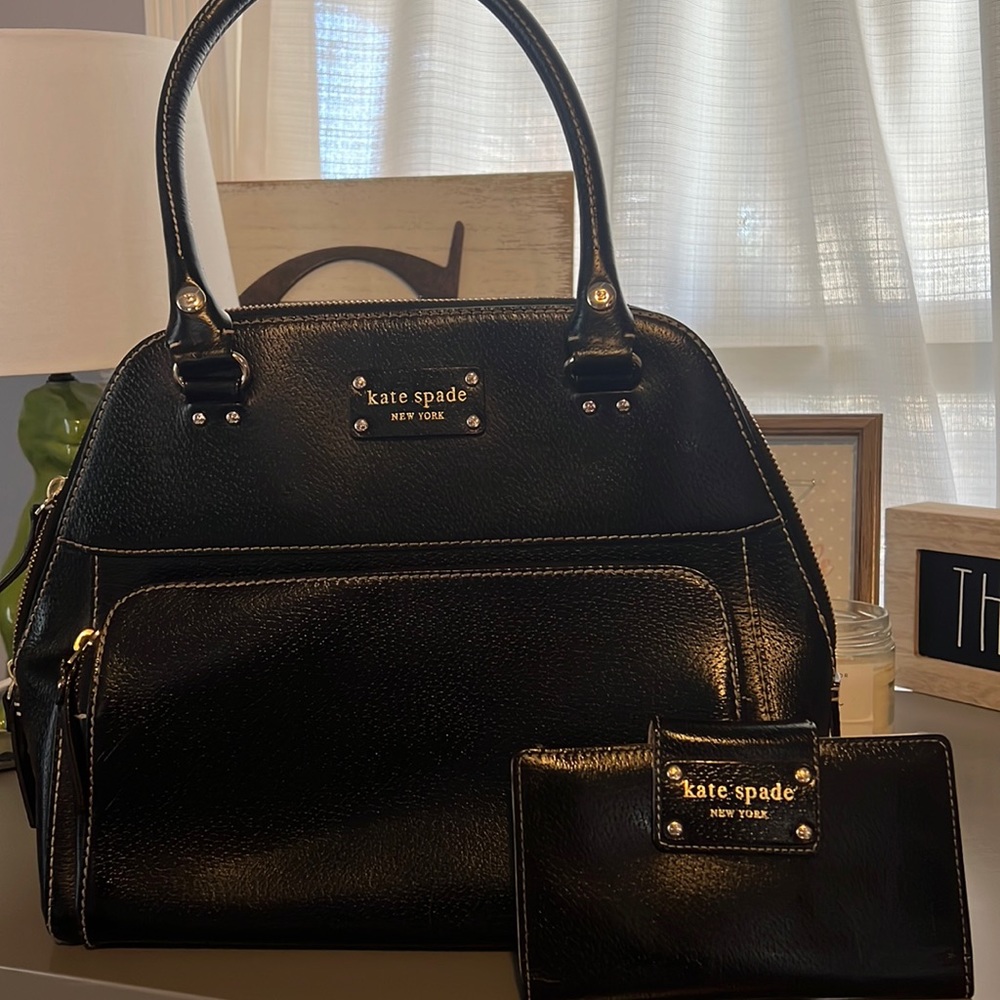 Black LEATHER very durable Kate Spade ♠️ Purse & Wallet (set)